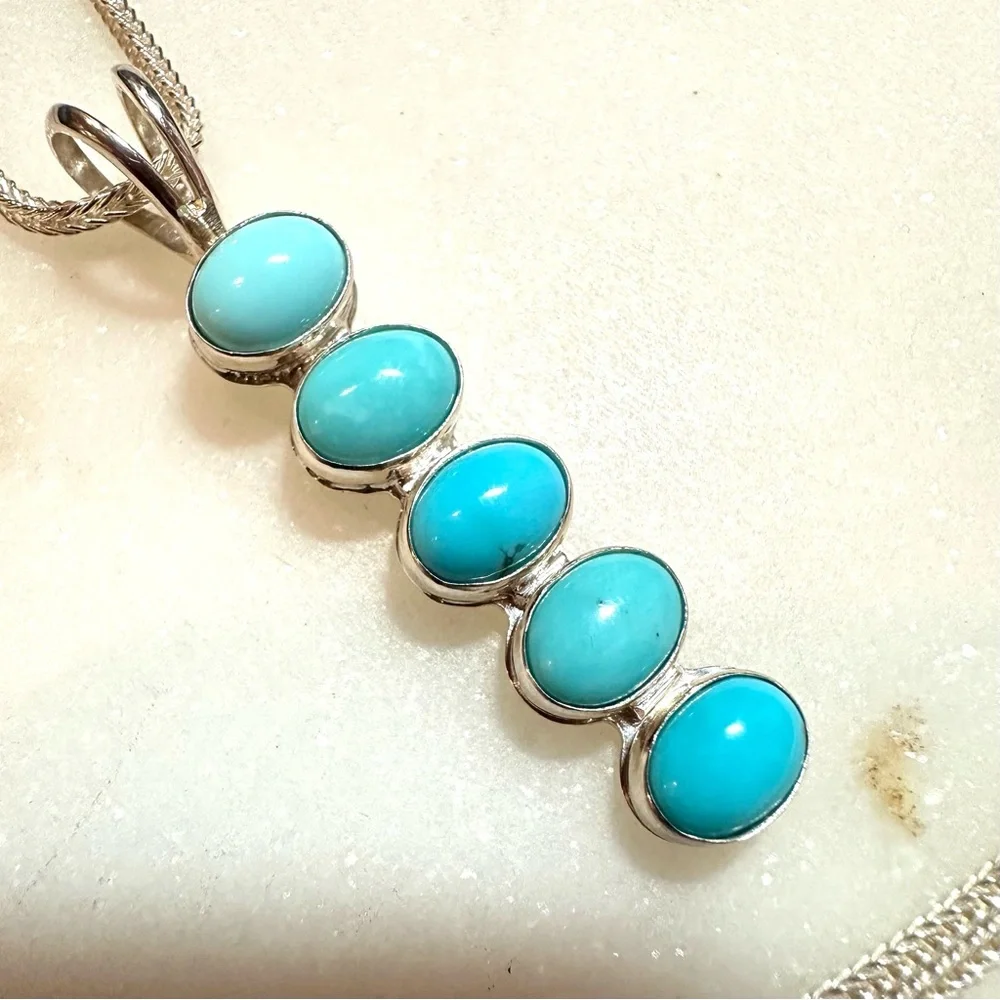 Jay King Sleeping Beauty Turquoise Foxtail Chainlink Sterling Silver Necklace